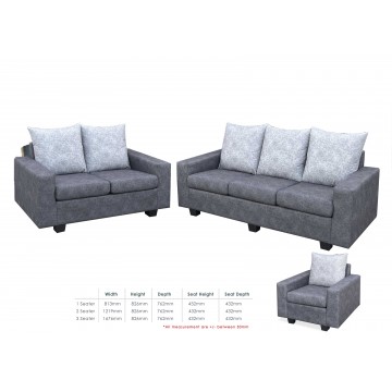 1/2/3 Seater Fabric/PVC Sofa Set FSF1111 -Available in 27 Colors