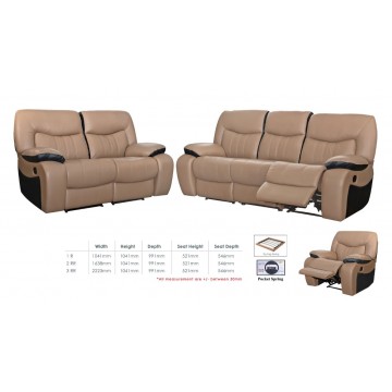1/2/3 Seater Recliner Sofa Set SFL1320 (PVC/PU/Half Leather/Pet Friendly Fabric)