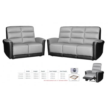 2/3 Seater Recliner Sofa Set SFL1321 (PVC/Half Leather/Pet Friendly)