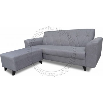 Katrina 3-Seater Fabric Sofa with Stool (Light Grey)