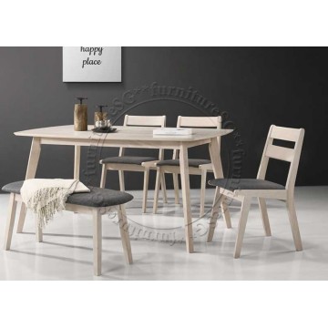 Preston Dining Table + 4 Chairs + 1 Bench