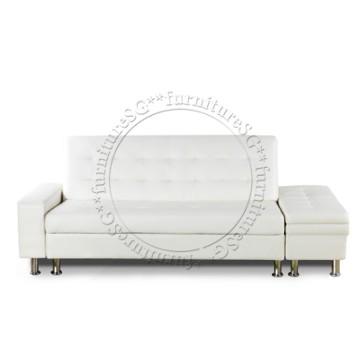 Lisbon Faux Leather Storage Sofa (Cream)