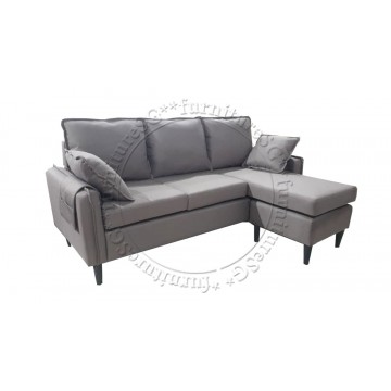 Capella 3-Seater Fabric Sofa with Stool (Grey)