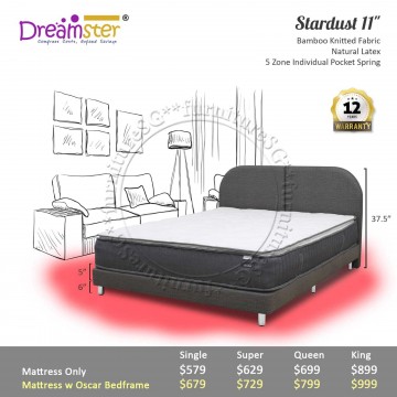 Dreamster Stardust 11" Pocketed Spring Mattress | Free Gift