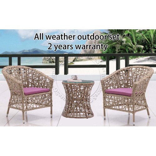 outdoor table and wicker chairs