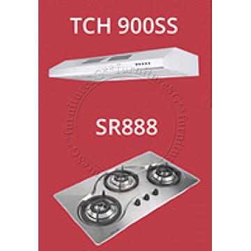 Tecno 90cm Built-In Hob (SR-888) + Tecno Slim Line Designer Hood with Maxi-Flow Motor (TCH 900SS)
