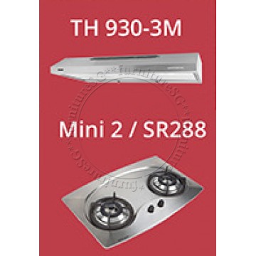 Tecno 90cm slim hood with revolutionary 3 motor design (TH930-3M) + Tecno 70cm Built-In Hob (Mini 2)