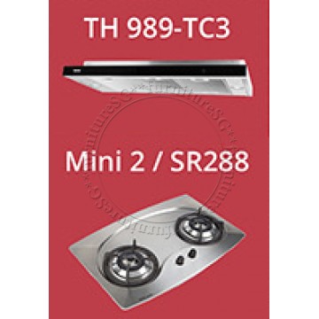 Tecno slim hood with revolutionary 3-motor design and LED touch control (TH989-TC3) + Tecno 70cm Built-In Hob (Mini 2) 
