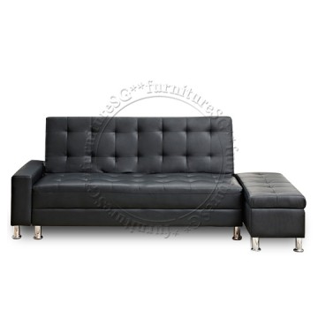 Lisbon Faux Leather Storage Sofa (Black)