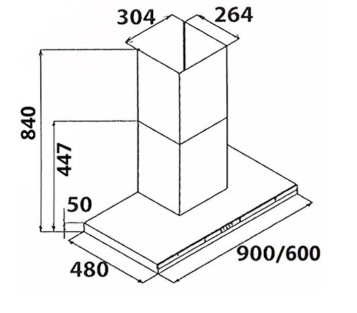 Tecno KA 2238BK - 60/90cm Chimney Hood