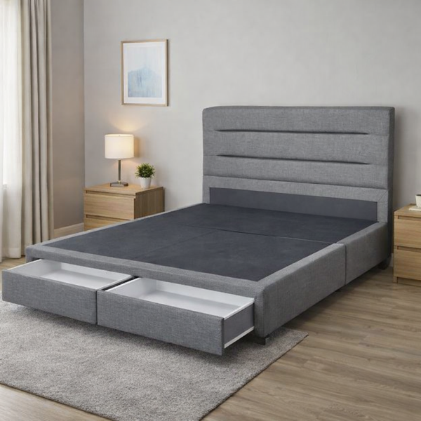 Beverly Faux Leather/Fabric Bedframe with Drawer