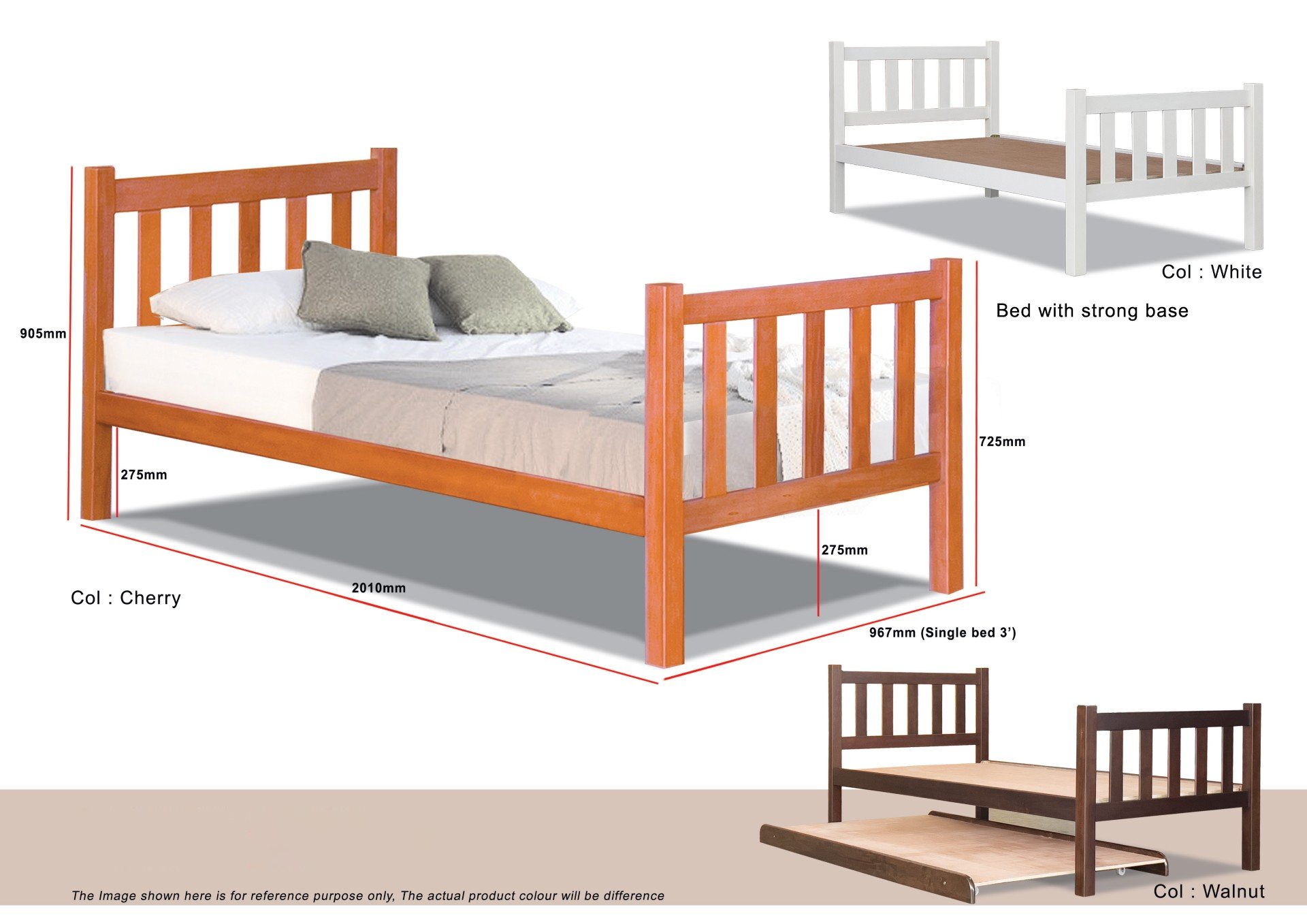 Wooden Bed Frame WB1010 (Available in 3 Colros)