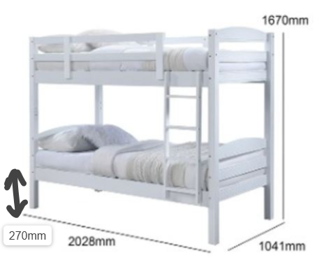 White Double Deck Bunk Bed DD1097