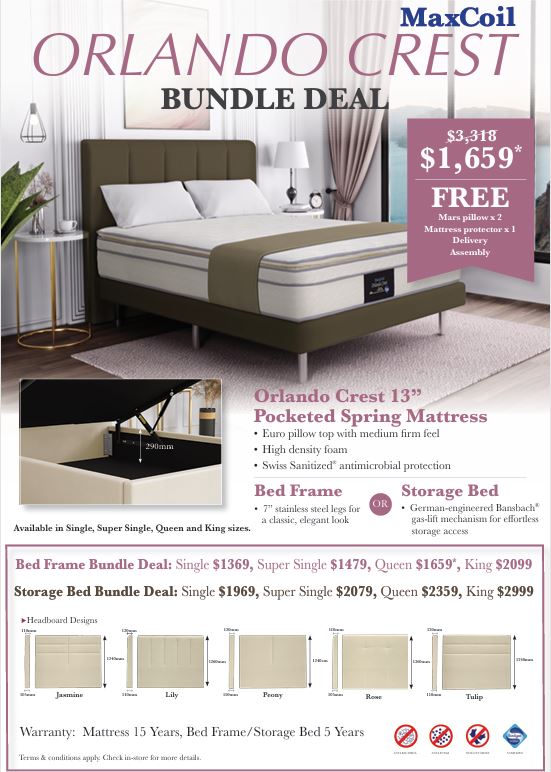 Maxcoil Orlando Crest Mattress & Bed Bundle
