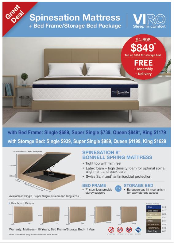 VIRO Spinesation Mattress and Divan or Storage Bed Package (10% OFF - CODE : FSGVIRO10)