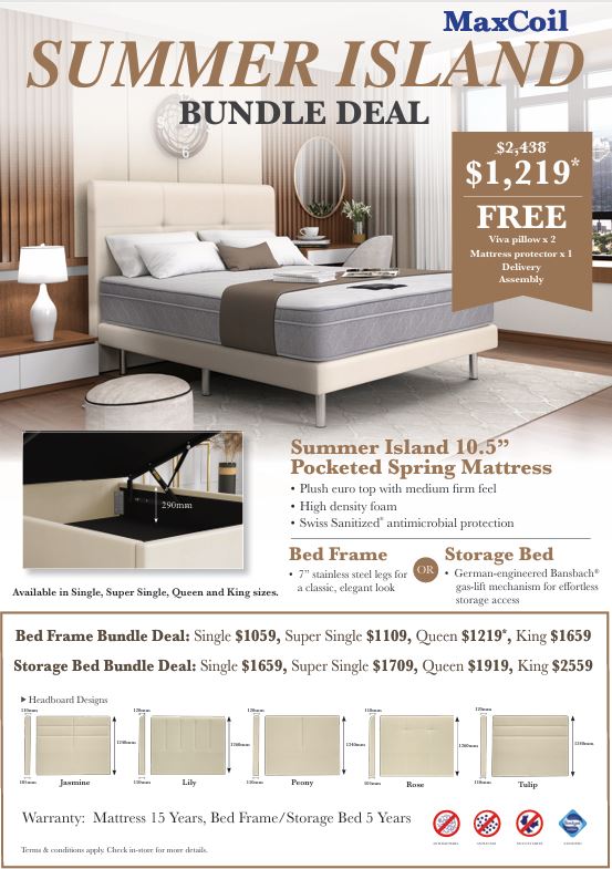 Maxcoil Summer Island Mattress & Bed Bundle