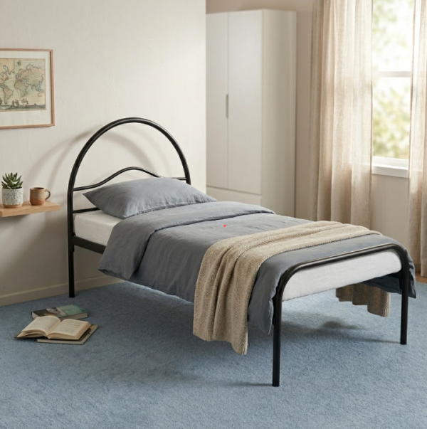 black super single metal bed