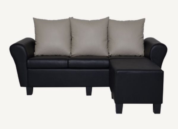 3 Seater Faux Leather Sofa + Stool SFL1331