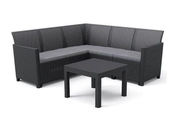 Allibert - Claire 5S Corner Sofa Set Graphite