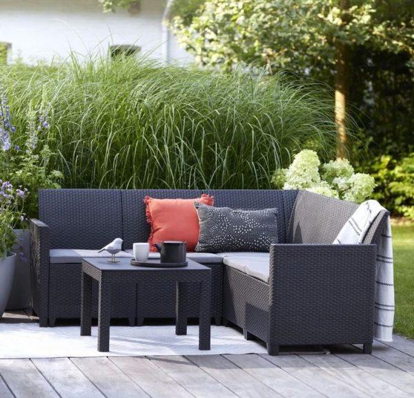 Allibert - Claire 5S Corner Sofa Set Graphite