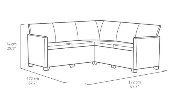 Allibert - Claire 5S Corner Sofa Set Graphite