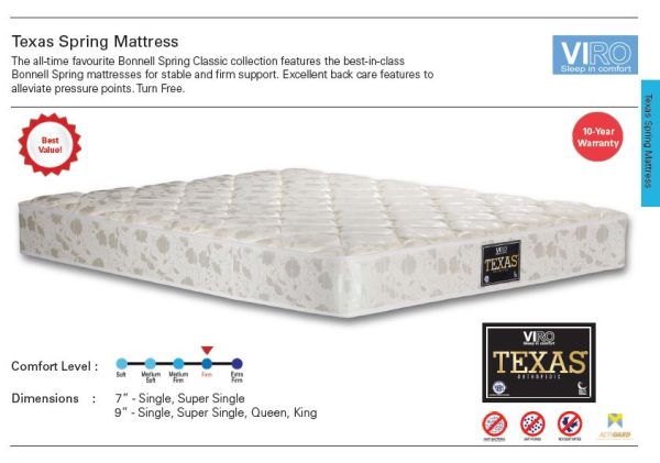 Viro Texas Spring Mattress (10% OFF - CODE : FSGVIRO10)