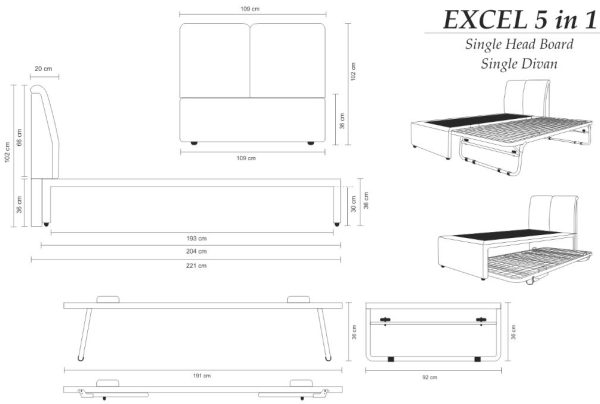 MaxCoil 5 in 1 Bed EXCEL with Power Foam Mattress Set