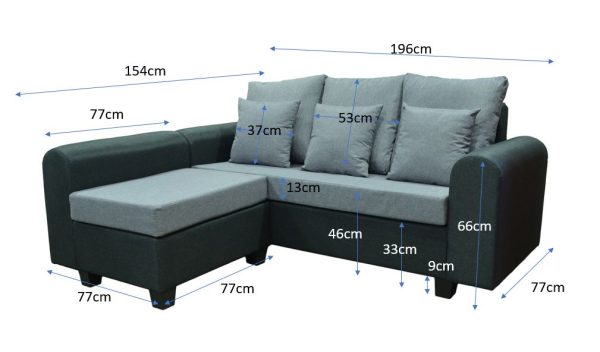 Hopper 3-Seater Fabric Sofa with Stool