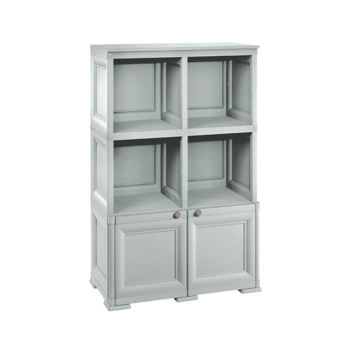 Tontarelli - 2 Open Shelves + 1 Door Cabinet Unit (Grey)