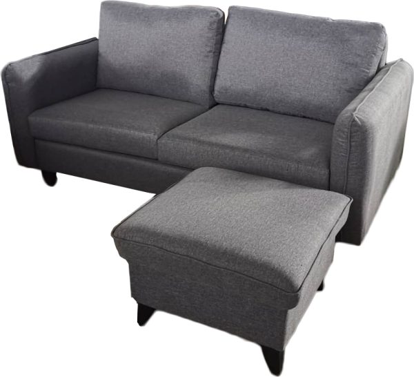 Alana 2-Seater Fabric Sofa with Stool
