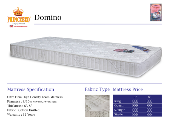 Princebed Domino Ultra Firm High Density Foam Mattress