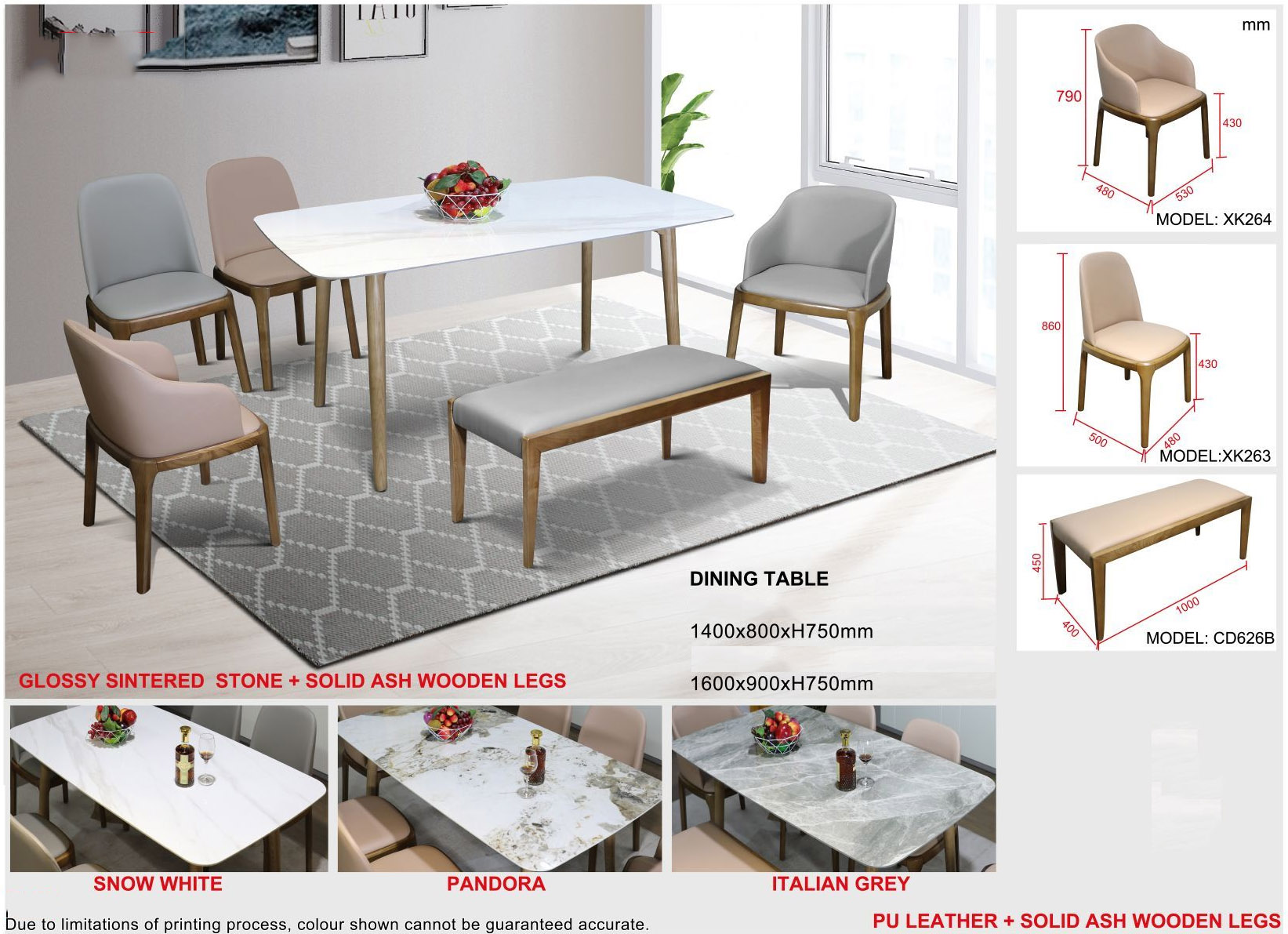 Maverick Sintered Stone Dining Table Set (3 Colours) (1.4m/1.6m)