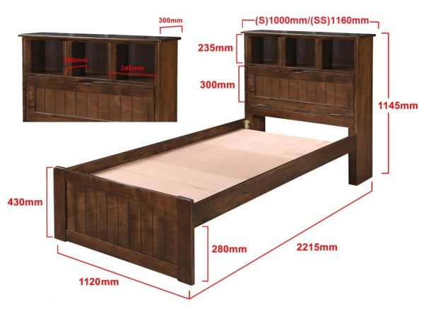Wooden Bed WB1156 (Available in 2 Colors)