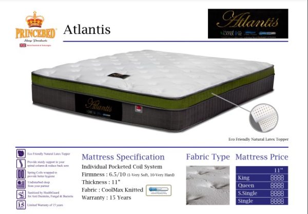 Atlantis CoolMax Euro Top Natural Latex Ortho Firm Pocketed Spring Mattress