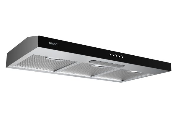 TECNO 90cm Stainless Steel Ultra Slim Hood with Black Front Panel (TCH-9011TL)