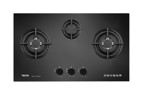 Tecno 3-Burner 70cm Tempered Glass Cooker Hob (T-738TRSV)