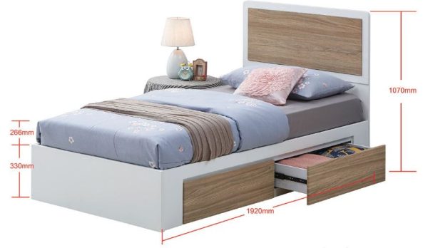 Kayley Wooden Bed with Drawers
