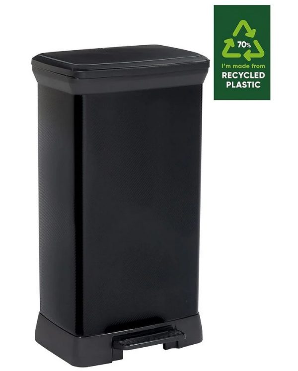Deco Pedal Bin Rectangle 50L Black