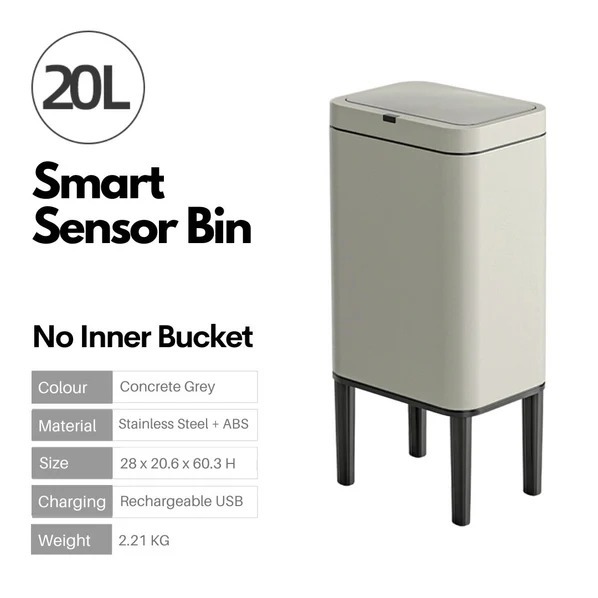 Smart Sensor 20L Bin with Legs Rechargable