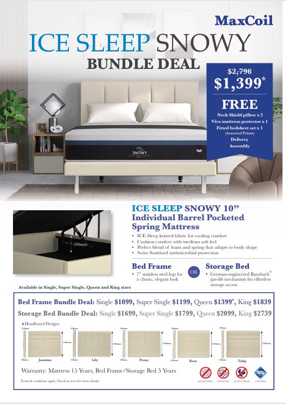 Maxcoil Ice Sleep Snowy Mattress & Bed Bundle