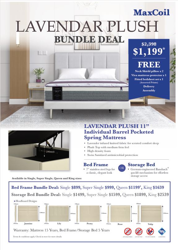 Maxcoil Lavendar Plush Mattress 11 ''& Bed Bundle