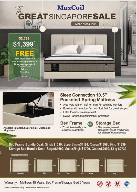 Maxcoil Sleep Connection Mattress 10.5 ''& Bed Bundle
