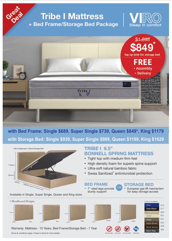 Viro Tribe I Mattress + Bedframe or Storage Bundle Promo (10% OFF - CODE : FSGVIRO10)