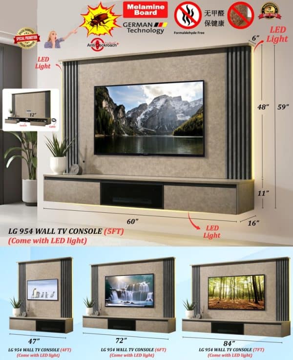 Wall Mount TV Console TVC1697 4/5/6/7 Feet