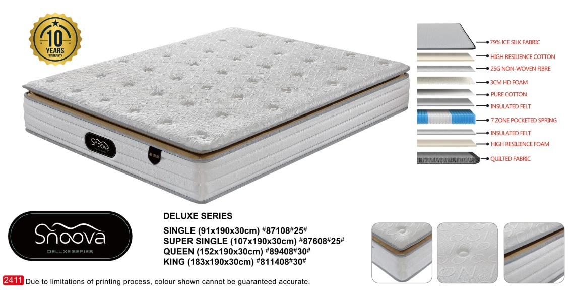 Snoova Deluxe Series Mattress (HD Foam/ Ice Silk Fabric)