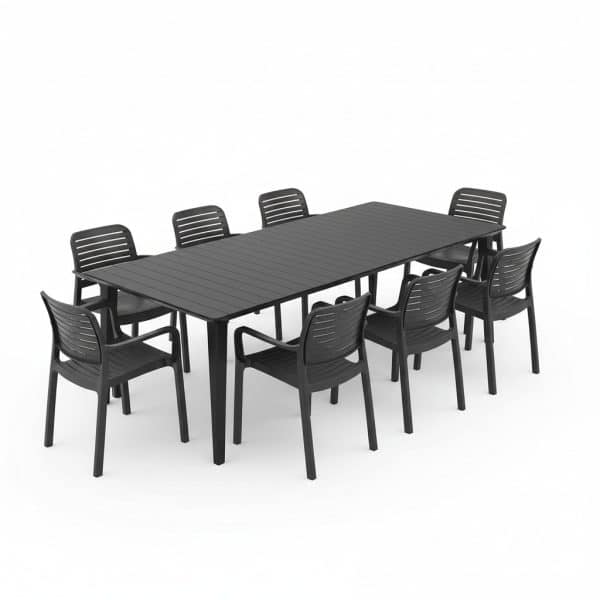 Lima Long Dining Table Graphite 240 cm + Chloe chair Graphite