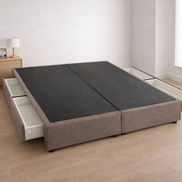 (Clearance) Ariel Fabric Side Drawer Bed -Single size /Fabric Cream