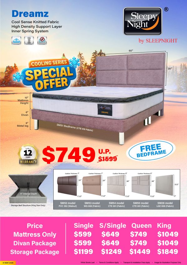 Sleepy Night Dreamz Mattress With Bedframe