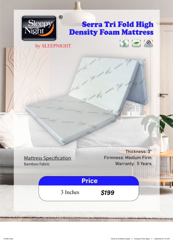 Sleepy Night Serra Tri Fold High Density Foam mattress