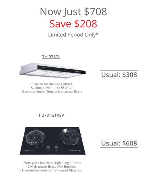 Tecno T278TGTRSV + TH978 Hob Hood Package Deal